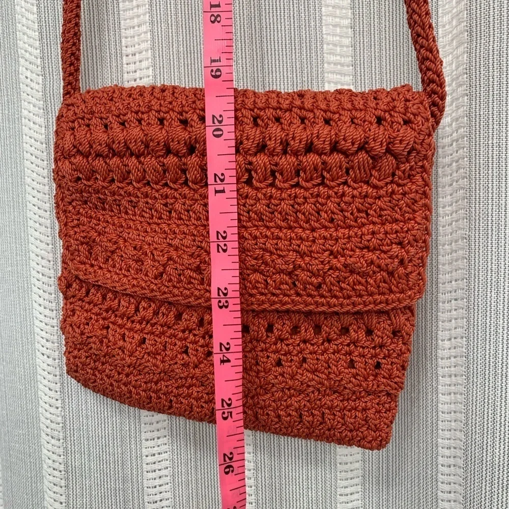 The Sak Crocheted‎ Mini Soft Fully Lined Crossbody Shoulder Bag Orange